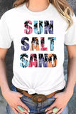 White SUN SALT SAND Coconut Tree Graphic Tee