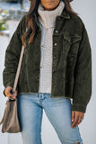 Khaki Corduroy Pocket Buttoned Jacket