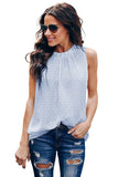 Solid Frilled Neck Swiss Dot Tank