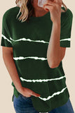 Green Green/Pink/Gray/Black Tie-dye Stripe Casual T-Shirt LC2521960-9