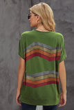 Green Black/Blue/Green/Gray Colorful Wavy Stripes Print Short Sleeve Tee LC2521961-9