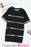 Black Green/Pink/Gray/Black Tie-dye Stripe Casual T-Shirt LC2521960-2