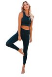 Blue Black/Sky Blue/Blue Crop Yoga Bra and High Waist Leggings Sports Wear LC261330-5