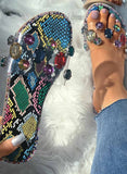 Multicolor Women's Slippers Rhinestone Multicolor PU Leather Slippers LC121426-22