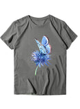 Gray Women's T-shirts Dandelion & Butterfly Print T-shirt LC2527758-11