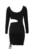 Black Black/Pink Cut-out Side Shirring Bodycon Mini Dress LC229908-2