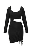 Black Black/Pink Cut-out Side Shirring Bodycon Mini Dress LC229908-2