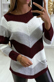 Maglione irregolare girocollo in maglia colorblock da donna