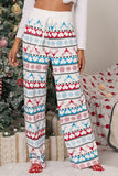 Sky Blue Mixed Print Contrast High Waist Wide Leg Pants LC772775-4