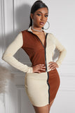 Brown Two-piece dress LC63656-17