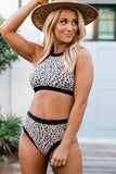 Leopard Leopard/Zebra Print Sleeveless Halter Neck Bikini Swimwear LC433013-20