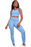 Sky Blue Black/Sky Blue/Blue Crop Yoga Bra and High Waist Leggings Sports Wear LC261330-4