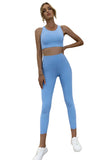 Sky Blue Black/Sky Blue/Blue Crop Yoga Bra and High Waist Leggings Sports Wear LC261330-4