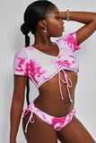 Pink Blue/Pink Tie-Dye Drawstring Bikini LC43697-10