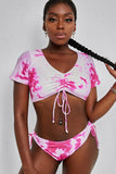 Pink Blue/Pink Tie-Dye Drawstring Bikini LC43697-10