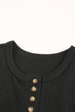 Black Solid Color Buttons Ribbed Cropped Tank Top LC2565100-2