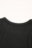 Black Solid Color Buttons Ribbed Cropped Tank Top LC2565100-2