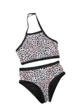 Leopard Leopard/Zebra Print Sleeveless Halter Neck Bikini Swimwear LC433013-20