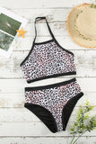 Leopard Leopard/Zebra Print Sleeveless Halter Neck Bikini Swimwear LC433013-20