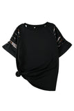 Black Leopard Patchwork Cut Out Short Sleeve T Shirt LC25213754-2