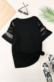 Black Leopard Patchwork Cut Out Short Sleeve T Shirt LC25213754-2