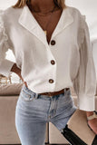 White Puff Sleeve Ruffled Button-up Shirt LC2552417-1