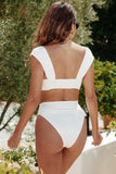 White Textured Gingham High Waist Bikini LC433265-1