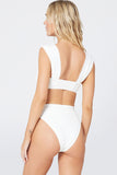 White Textured Gingham High Waist Bikini LC433265-1