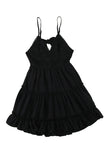 Black White/Black/Red/Yellow/Pink Spaghetti Straps V Neck Lace Bodice Ruffled Mini Dress LC225156-2