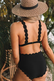 Black Scalloped High Waist Bikini LC433292-2