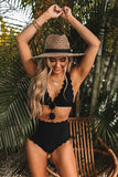 Black Scalloped High Waist Bikini LC433292-2