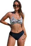 Leopard Halter Leopard Printed Scalloped Bikini Set LC433298-20