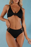 Black Criscross Hollow-out High Waist Bikini LC433299-2