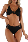 Black Criscross Hollow-out High Waist Bikini LC433299-2