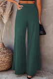 Green Ribbed Knit High Rise Wide Leg Pants LC773030-9