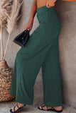 Green Ribbed Knit High Rise Wide Leg Pants LC773030-9