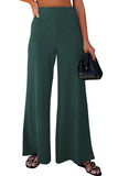 Green Ribbed Knit High Rise Wide Leg Pants LC773030-9