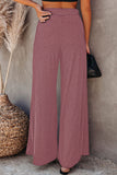 Pink Ribbed Knit High Rise Wide Leg Pants LC773030-10