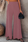 Pink Ribbed Knit High Rise Wide Leg Pants LC773030-10