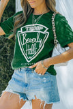 Green Casual Letter Print Colorblock Graphic Tee LC25214750-9