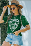 Green Casual Letter Print Colorblock Graphic Tee LC25214750-9