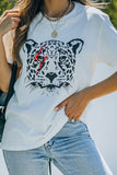 White Casual Leopard Colorblock Graphic Tee LC25214752-1