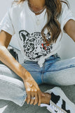 White Casual Leopard Colorblock Graphic Tee LC25214752-1