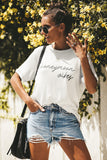 White Casual Letter Print Graphic Tee LC25214763-1