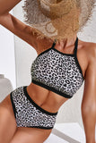 Leopard Leopard/Zebra Print Sleeveless Halter Neck Bikini Swimwear LC433013-20