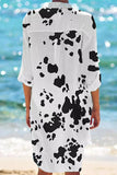 White Fashion Print Casual Button Down Shirt Dress LC2552440-1