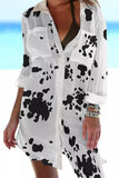 White Fashion Print Casual Button Down Shirt Dress LC2552440-1