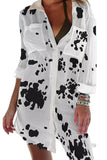 White Fashion Print Casual Button Down Shirt Dress LC2552440-1