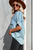 Sky Blue Single Pocket Light Wash Blue Blouse LC2552445-4