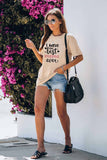 Khaki Casual Letter Print Mothers Day Graphic Tee LC25215520-16